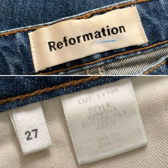 Reformation Winona Slim High Rise Button Fly Jeans in Baltic Wash Blue Size 27 - Picture 11 of 12